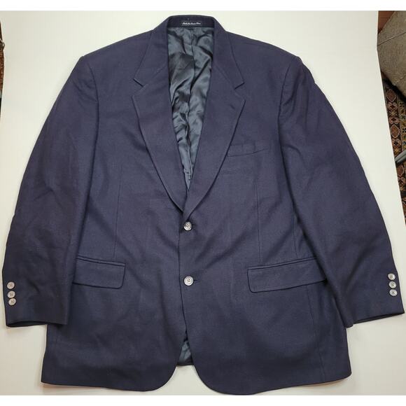 EVAN PICONE 100% Silk Navy Sport Coat Suit Blazer 2 Button Single Vent Macys 46